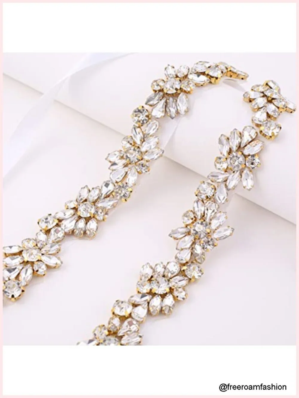 Crystal Rhinestone Bridal Belt Sash Handmade Wedding Dress Belt